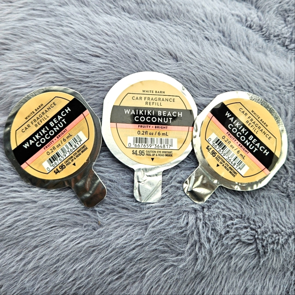 3 Bath & Body Works Waikiki Beach Coconut Car Fragrance Refills NWT!